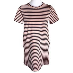 LOU & GREY Size S Small Pink Beige and Navy Blue Stripes Cotton Dress